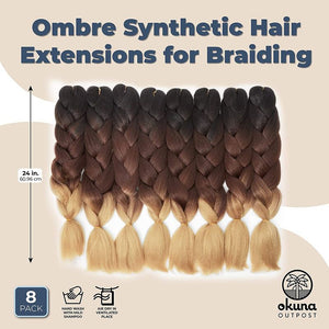 Ombre Synthetic Hair Extensions for Braiding (24 Inches, 8 Pieces)