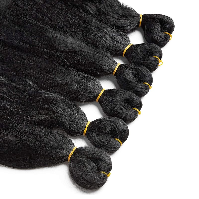 Pre-stretched Braiding Hair, Black Synthetic Hair Extensions (24 In, 6 Pack)