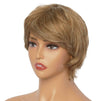 Short Shaggy Layered Cut Synthetic Wig with Brown Highlights for Women (4 Inches)