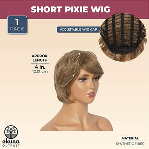 Short Shaggy Layered Cut Synthetic Wig with Brown Highlights for Women (4 Inches)