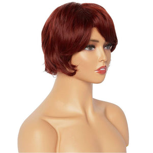 Short Shaggy Layered Synthetic Hair Wig, Dark Copper Red for Women (4 Inches)