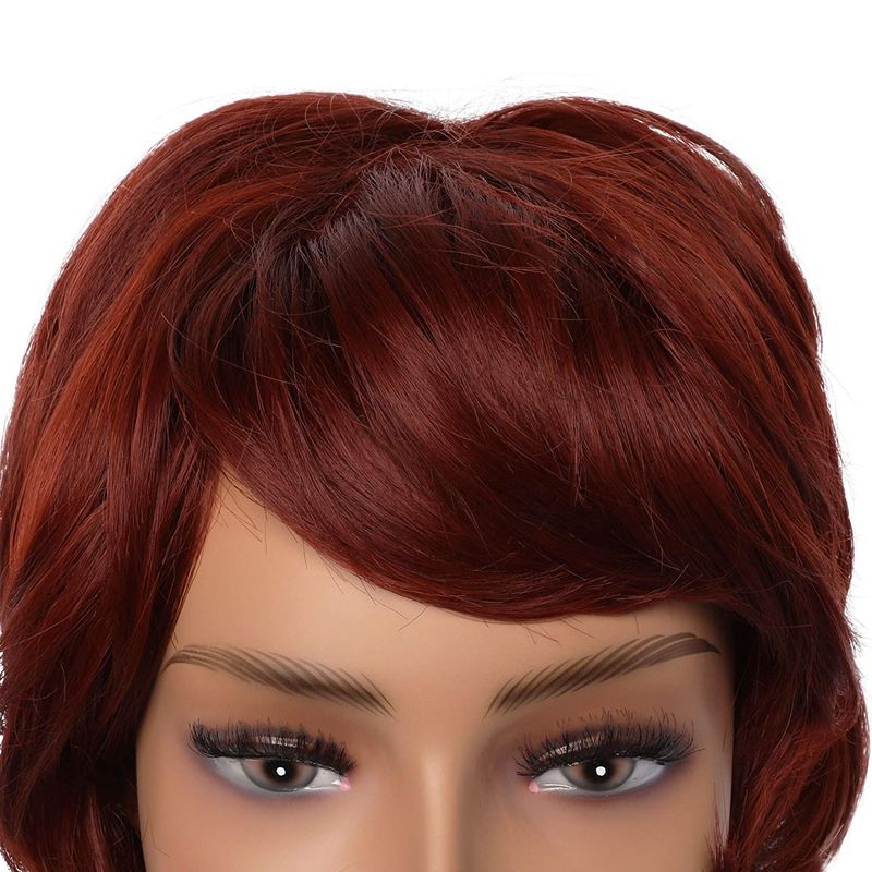 Short Shaggy Layered Synthetic Hair Wig, Dark Copper Red for Women (4 Inches)