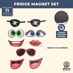 Okuna Outpost Refrigerator Magnets Set, Funny Faces (11 Pieces)