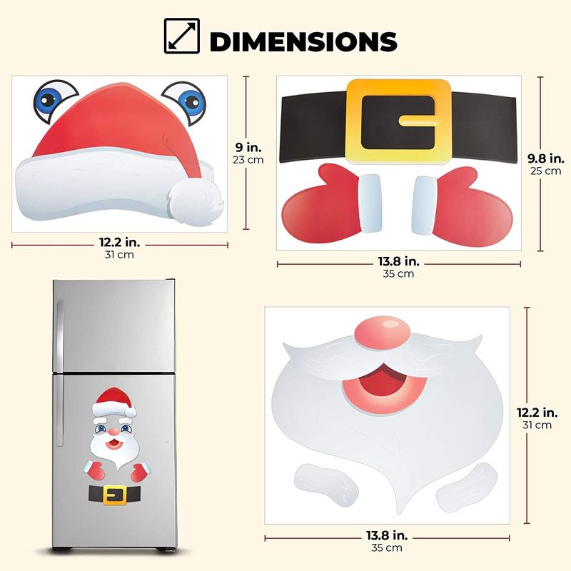 Okuna Outpost Santa Claus Christmas Refrigerator Magnets for Kids, Holiday Decor (9 Pieces)