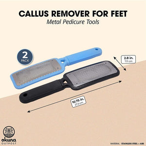 Stainless Steel Foot File Callus Remover for Feet, Dead Skin Scrubber (2 Pack, 3 x 10.7 In)