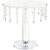 Glass Cake Stand with Crystals for Weddings and Birthdays (10 x 9.5 In)