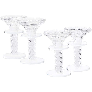 Okuna Outpost Crystal Candlestick Holders, Glass Home Decor (2.8 x 4.2 Inches, 4 Pack)