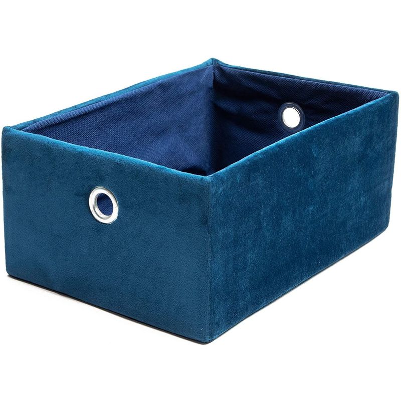 Exotic Tahitian Blue Cotton Storage Baskets Organizer Padang Bins Stackable for Shelves- Set of 3