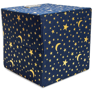 Okuna Outpost Blue Foldable Storage Bins, Moon and Stars Fabric Cubes (11 in, 4 Pack)