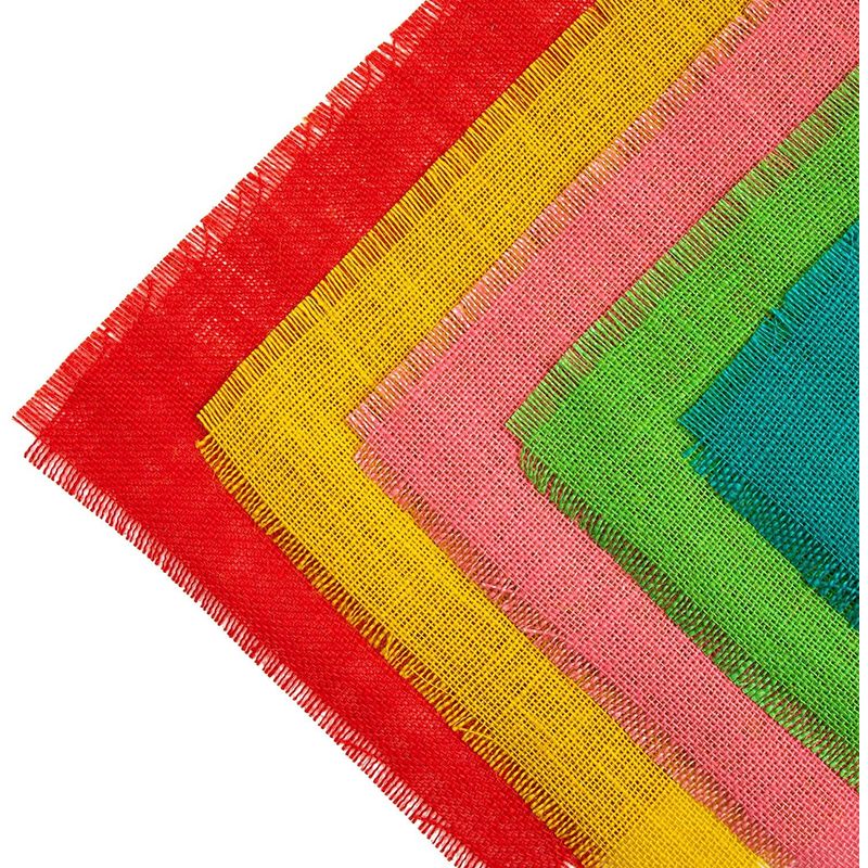 Festive Outdoor Jute Placemats for Cinco de Mayo, 6 Colors (18 x 14 In, 6 Pack)