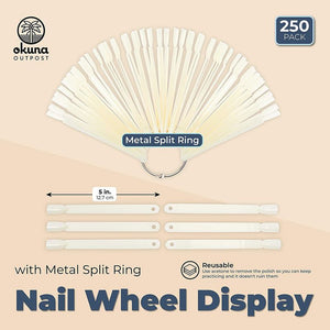 Nail Polish Wheel Display, Blank Ivory Swatches for Salon Manicure (250 Pieces)