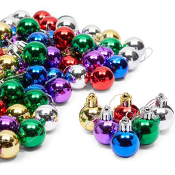 Okuna Outpost Mini Christmas Tree Ball Ornaments, 6 Colors (1.1 x 1.6 in, 96 Pack)