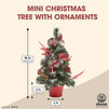 Okuna Outpost Mini Christmas Trees with Plaid Bows and Red Pinecones (16 Inches)