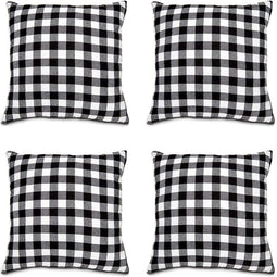 Okuna Outpost Black Plaid Throw Pillow Covers for Home Decor (18 x 18 in, 4 Pack)