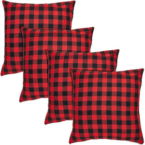 Okuna Outpost Buffalo Plaid Throw Pillow Covers, Christmas Home Decor (18 x 18 in, 4 Pack)