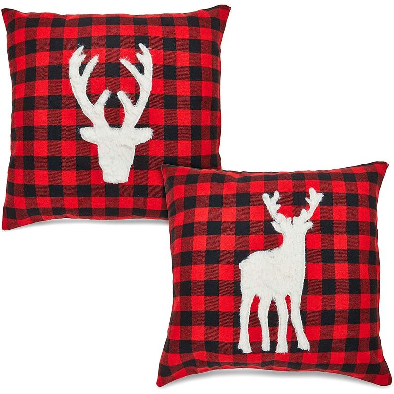Okuna Outpost Red Buffalo Plaid Christmas Throw Pillow Covers (18 x 18 in, 2 Pack)