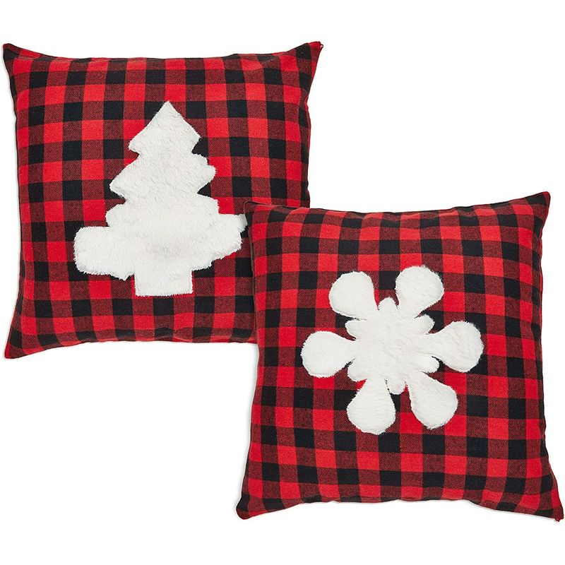 Okuna Outpost Red Plaid Christmas Throw Pillow Covers (18 x 18 in, 2 Pack)