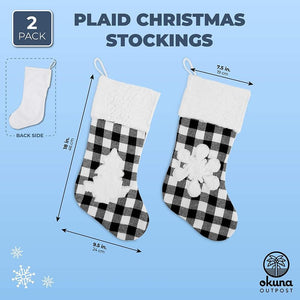 Black Plaid Christmas Stocking Set (18 Inches, 2 Pack)