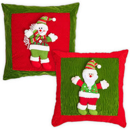 Okuna Outpost Velvet Christmas Throw Pillow Covers (17.8 x 17.8 in, Red and Green, 2 Pack)