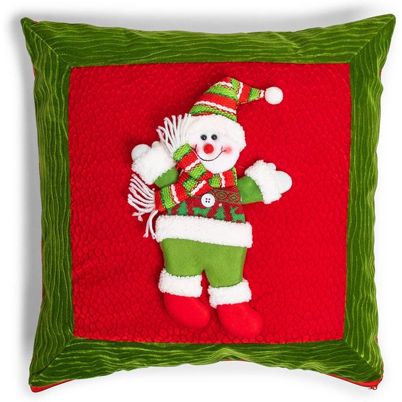 Okuna Outpost Velvet Christmas Throw Pillow Covers (17.8 x 17.8 in, Red and Green, 2 Pack)