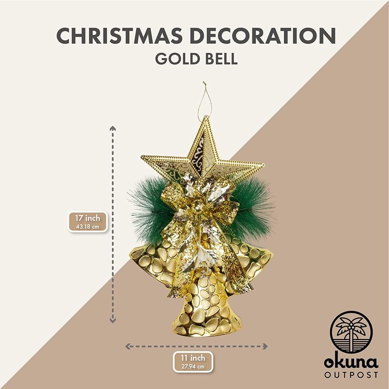 Gold Bell Christmas Tree Ornament, Holiday Decor (11 x 17 Inches)