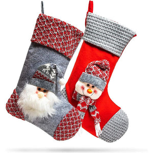 Christmas Stockings, Snowman and Santa Claus (11.8 x 16.3 in, 2 Pack)