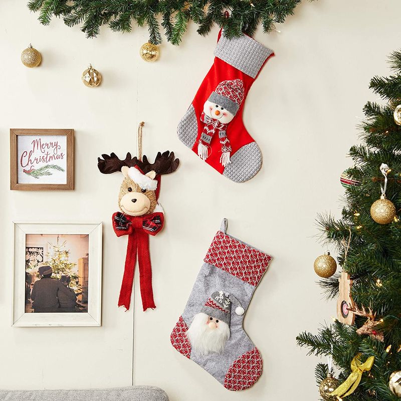 Christmas Stockings, Snowman and Santa Claus (11.8 x 16.3 in, 2 Pack)