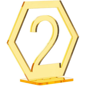 Acrylic Table Numbers, Hexagon 1-20 for Restaurants, Weddings (Gold, 3.5 x 4 in)