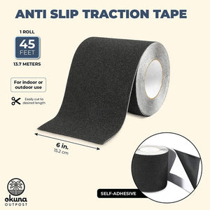 Black Anti Slip Traction Tape (6 Inches x 45 Feet, 1 Pack)