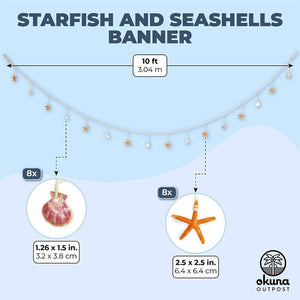 Starfish and Shell Garland with Jute String (10 Feet)