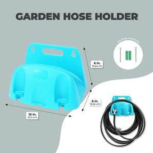Okuna Outpost Wall Mounted Garden Hose Holder, Blue Hanging Stand (10 x 6 x 6 in)