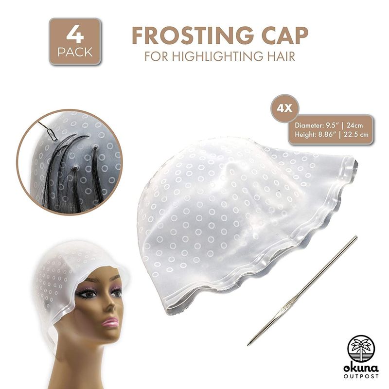 Silicone Frosting Caps with Hook for Highlighting Hair (8 Pieces)
