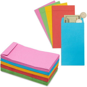 Money Saving Envelopes for Cash, Kraft Paper, 5 Colors (3.5 x 6.5 In, 100 Pack)