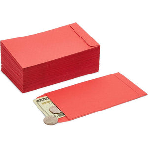 Money Saving Envelopes for Cash, Red Kraft Paper (3.5 x 6.5 In, 100 Pack)