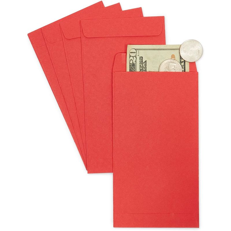 Money Saving Envelopes for Cash, Red Kraft Paper (3.5 x 6.5 In
