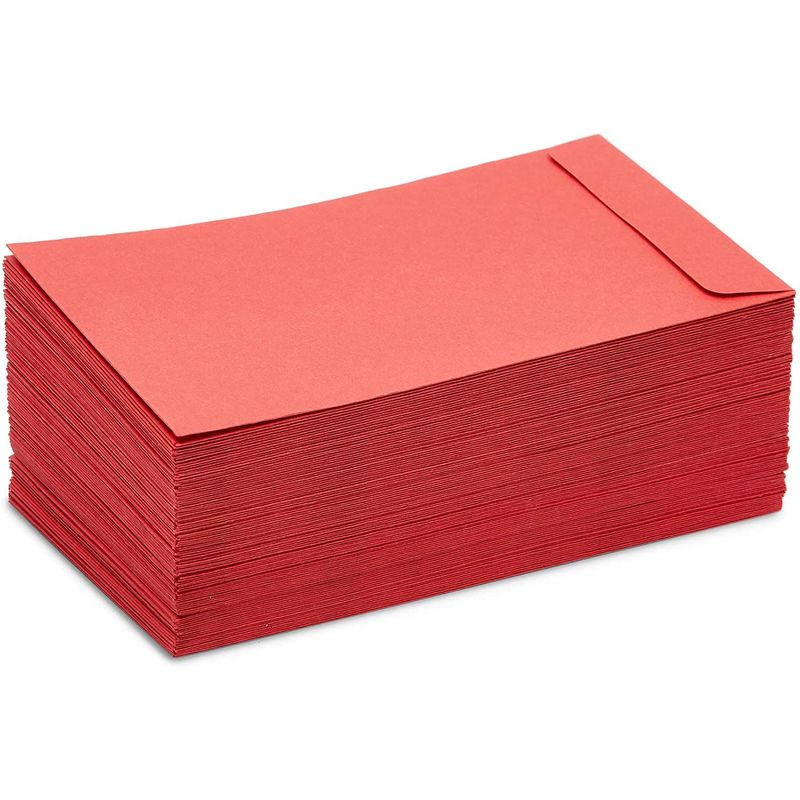 Money Saving Envelopes for Cash, Red Kraft Paper (3.5 x 6.5 In, 100 Pack)