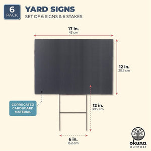 Okuna Outpost Yard Signs with Stakes, Black (12 x 17 in, 6 Pack)