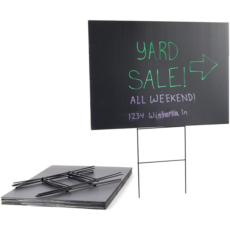 Okuna Outpost Yard Signs with Stakes, Black (12 x 17 in, 6 Pack)