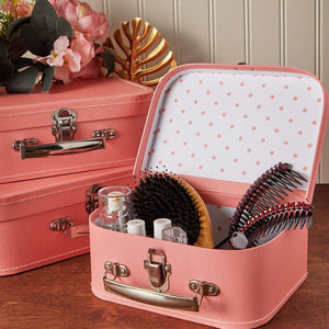 Pink Paperboard Suitcases, Set of 3 Vintage Style Storage Boxes (3 Sizes)