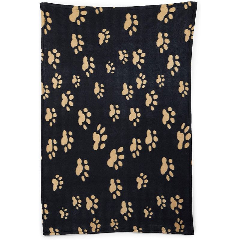 Paw Print Fleece Blankets for Dogs and Cats, Pet Throw (60 x 40 in, 2 Pack)