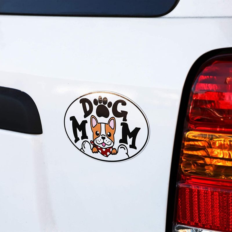Dog Mom Waterproof Car Magnets, Vehicle Magnetic Bumper Sticker for Gifts (6 x 4 in, 4 Pack)