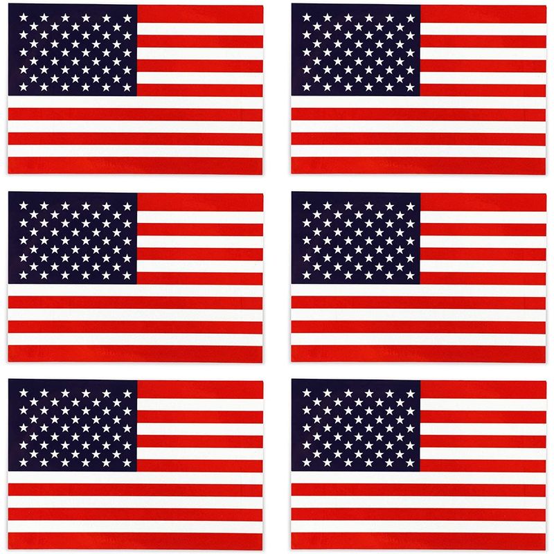 American Flag Car Decals, Patriotic Stickers, Magnet Decal (6 x 4 in, 6 Pack)
