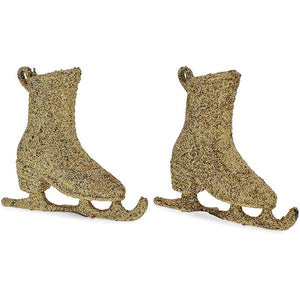 Christmas Tree Ornaments, Gold Glitter Ice Skates Decorations (3 Inches, 10 Pack)