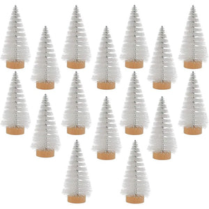 Okuna Outpost Mini Pine Trees with Snow for Christmas Decorations (3.9 in, 16 Pack)