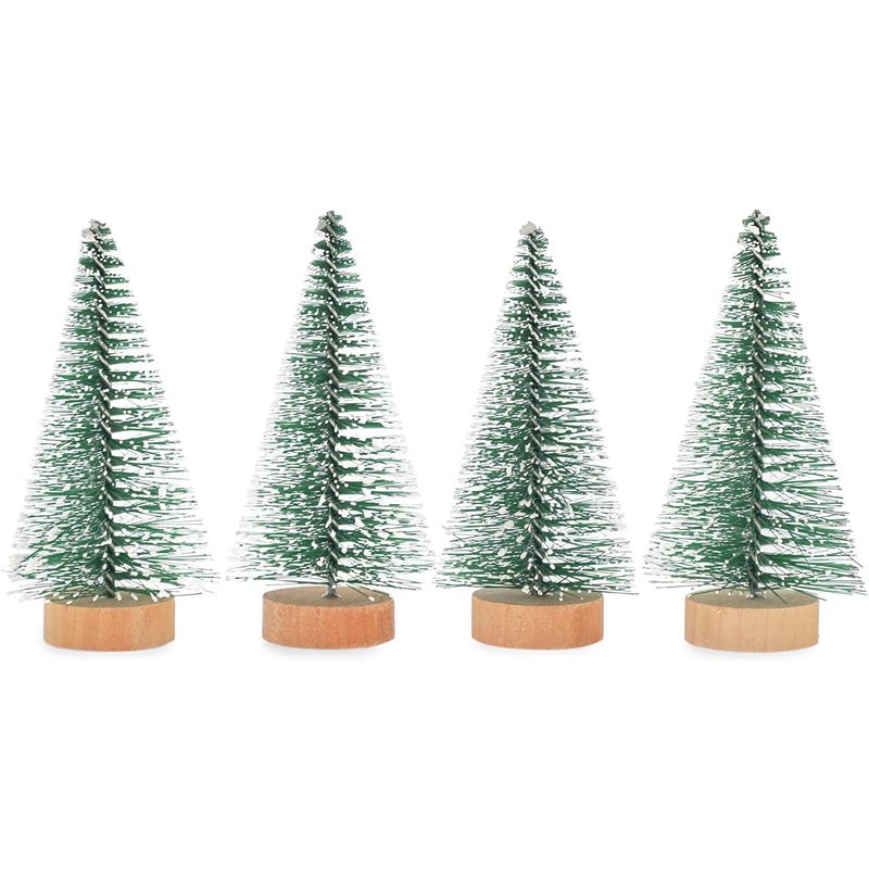 Mini Pine Trees with Snow, Christmas Decorations (3.9 in, 24 Pack)