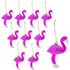 Purple Flamingo Christmas Tree Ornaments, Glitter Decorations (4.5 in, 10 Pack)
