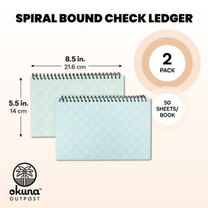 2 Pack Spiral Bound Accounting Ledger Book, Check and Money Tracker Notebook for Small Business Bookkeeping, Checking Account Register Book for Personal Finance (100 Pages)