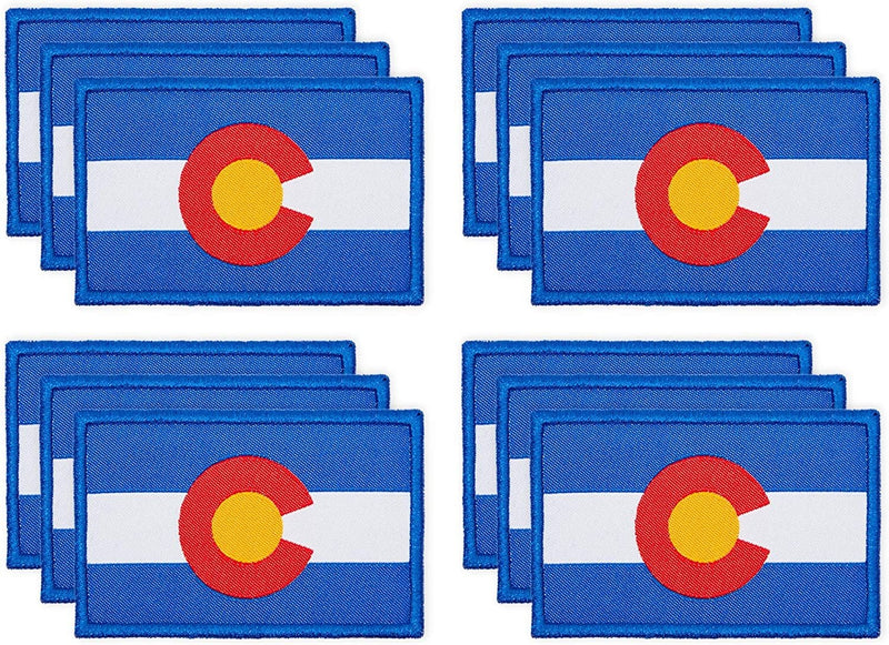 Iron On Patches, Colorado Flag Patch for Clothing (3 x 2 in, 12 Pack)