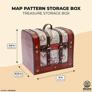 Okuna Outpost Decorative Map Pattern Storage Box Chest, Home Decor (11 x 8.5 x 9.8 Inches)