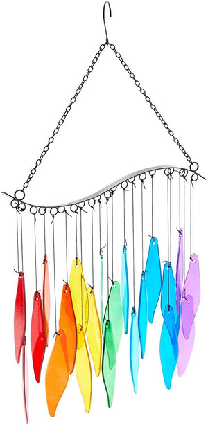 Okuna Outpost Rainbow Wind Chimes for Outdoor or Indoor Decor (11.22 x 18.9 Inches)
